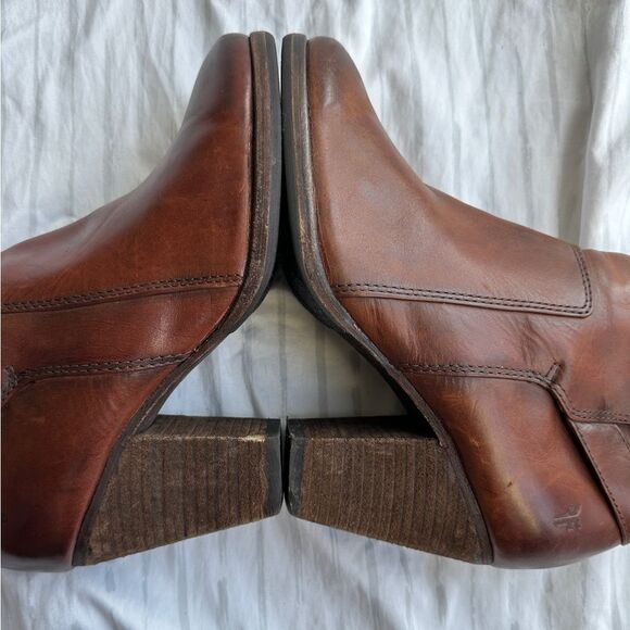 Frye Patty Riding Boots Redwood Size 6.5 M brown leather booties - Picture 11 of 12